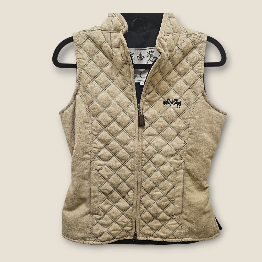 Equine Couture Womens Vest Quilted Sleeveless Faux Suede Equestrian Small‎